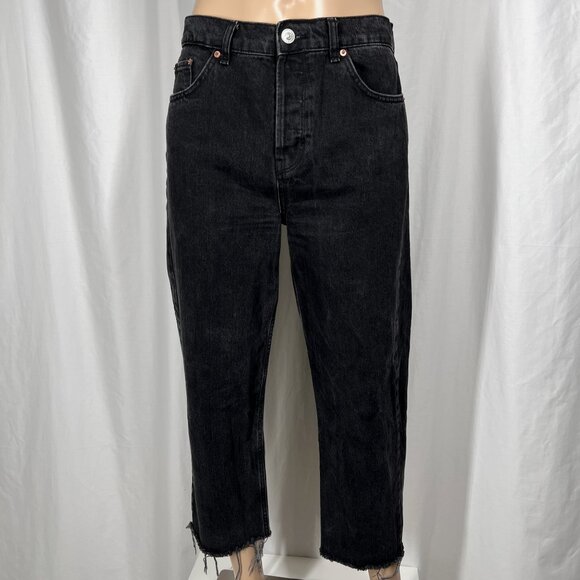 Urban Outfitters BDG Womens 32WX32L Black Pax Straight Leg Raw Hem Cropped Jeans - Picture 1 of 8